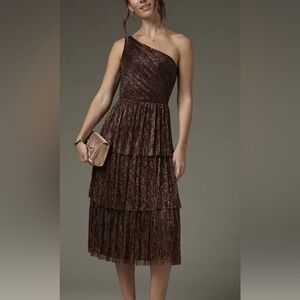 Francesca -eleanor One Shoulder Tiered Midi Dress NWT Size Large